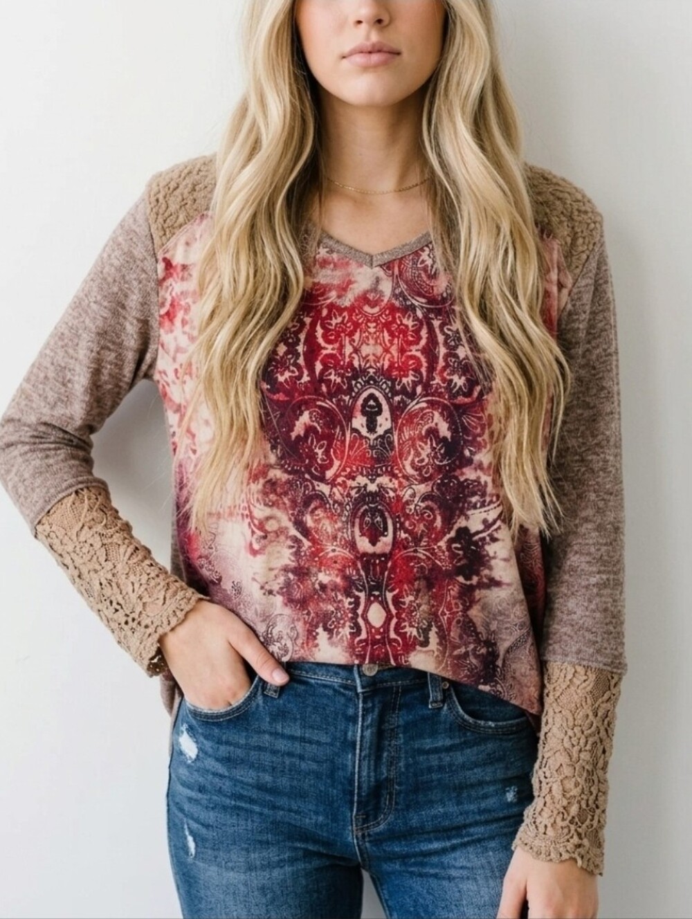 UNITY WORLD WEAR high low  Boho top. Poly spandex blend. 1x plus size. EUC